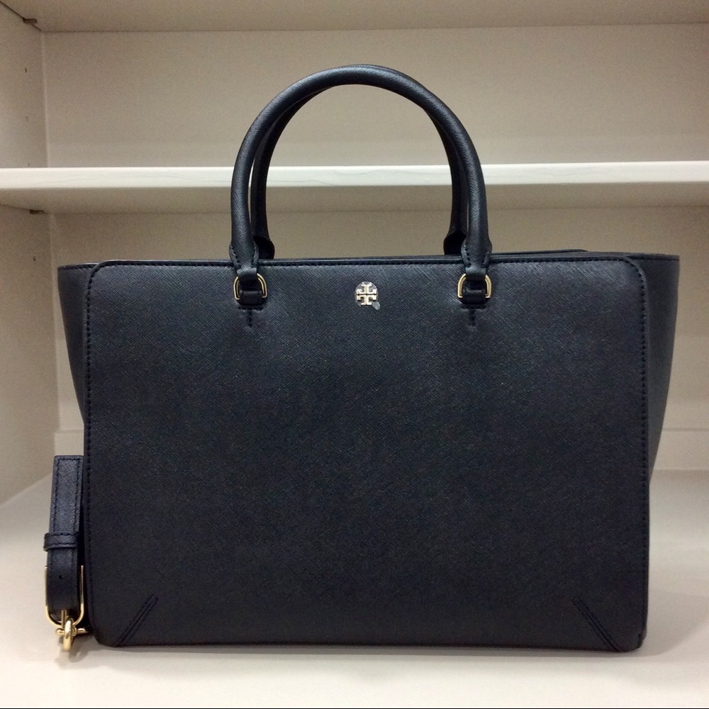 Tory Burch Robinson Large Zip Tote Handbag Purse Saffiano Leather Flawed Bag